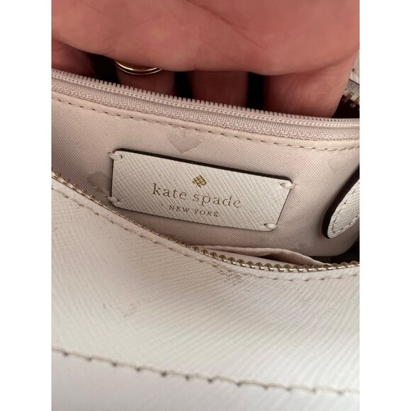 Kate Spade New York Wicker & White Leather Small Satchel Crossbody Bag - Picture 14 of 14